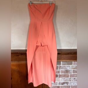 Elegant Coral Evening Shorts Gown